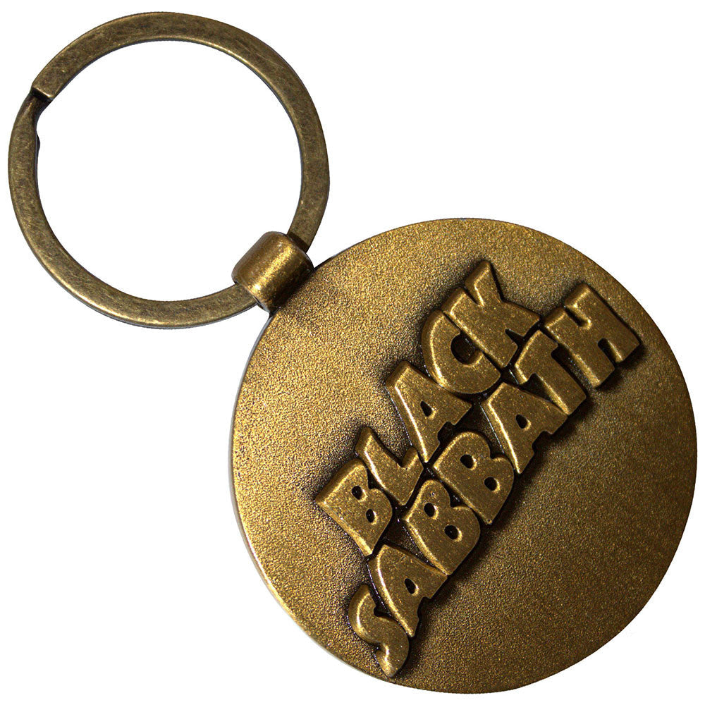 Bronze 'Black Sabbath' keychain on a white background